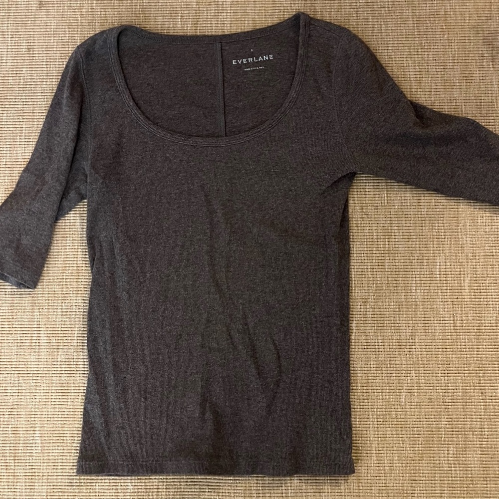 Everlane Brown Scoop Neck Short Sleeve Tee